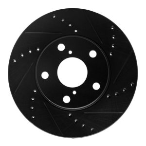 Toyota RAV4 Brake Rotor (1) - Front Right - R1 Concepts - Drilled & Slotted - Black - `01-`05